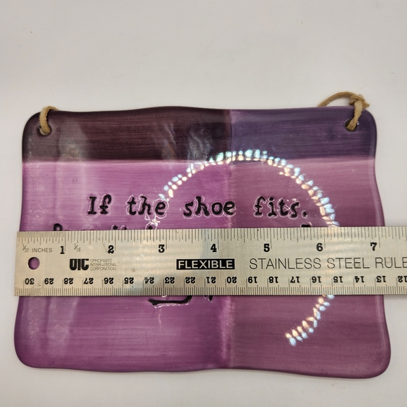 "If the Shoe Fits, Buy it in Every Color" Purple Ceramic Hanging Sign 7"x5" - Picture 3 of 4